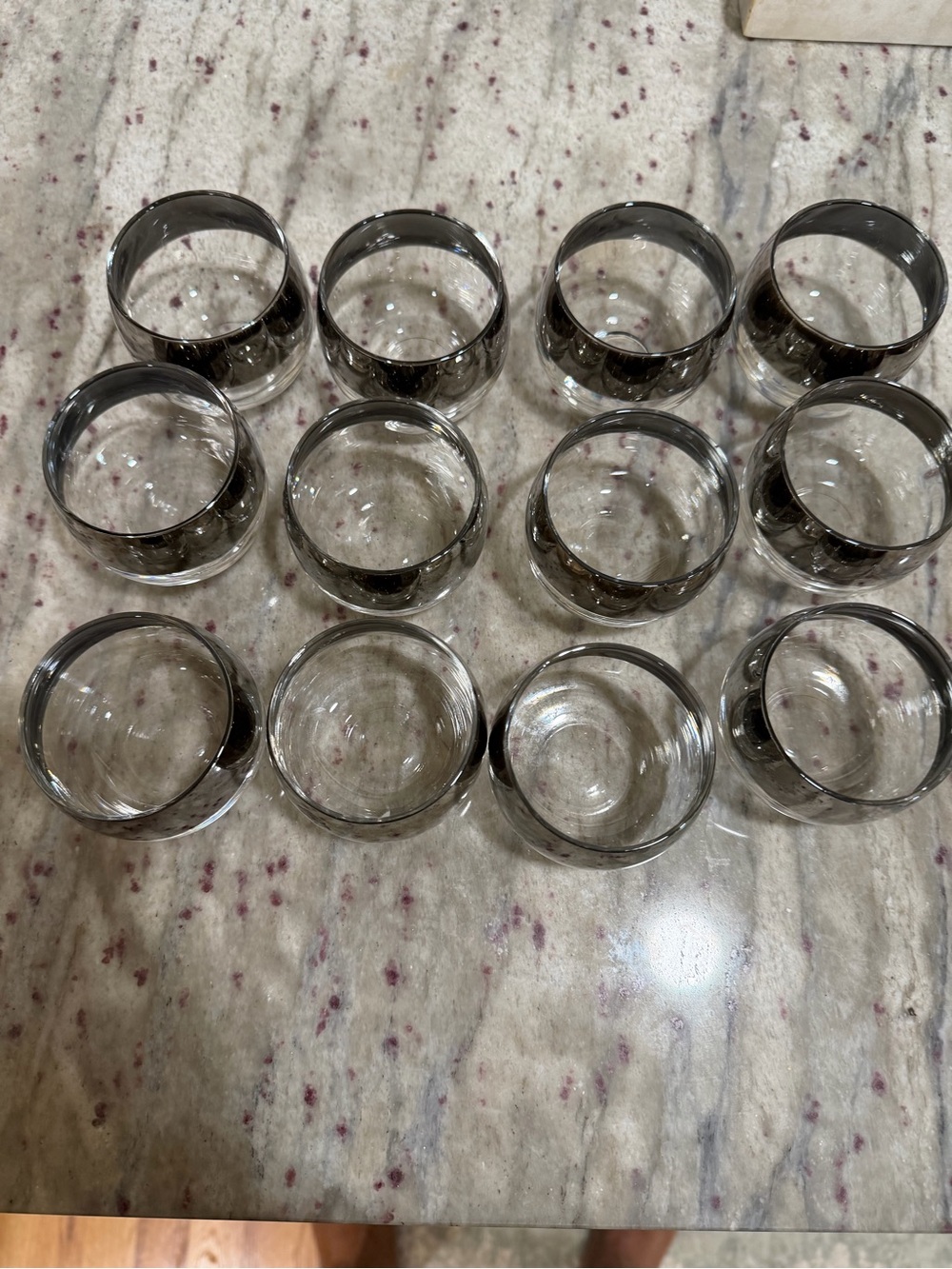 Vintage Silver Ombré Roly Poly glasses- Set of 12
